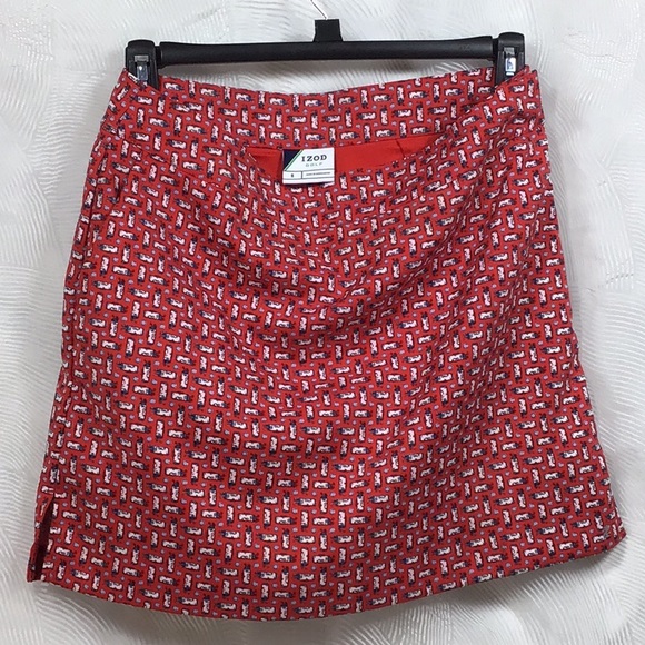 Izod Pants - 🏌️‍♀️IZOD GOLF Red White Golf Printed Skort Side Zip Side and Back Pockets